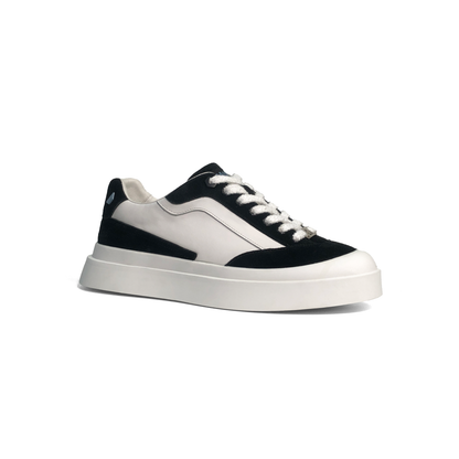 LAILE Tri-Tone Mixed Material Platform Skate Sneakers