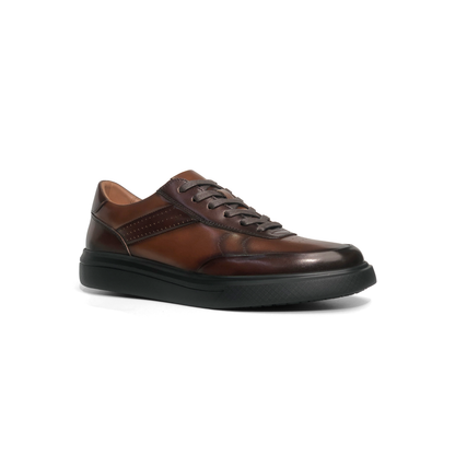 LAILE Hand Gradient Burnished Multi-Split Panel Platform Business Sneakers