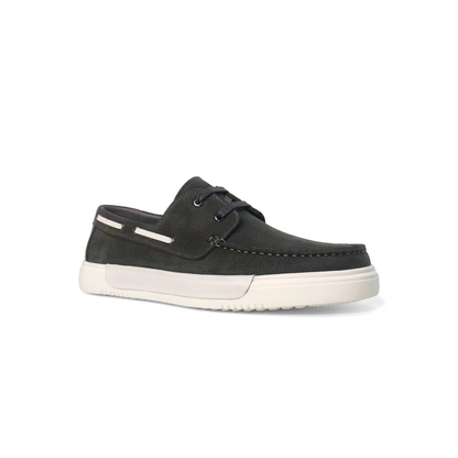 LAILE Twolace Lite Dark Grey Pebble Leather Boat Shoes