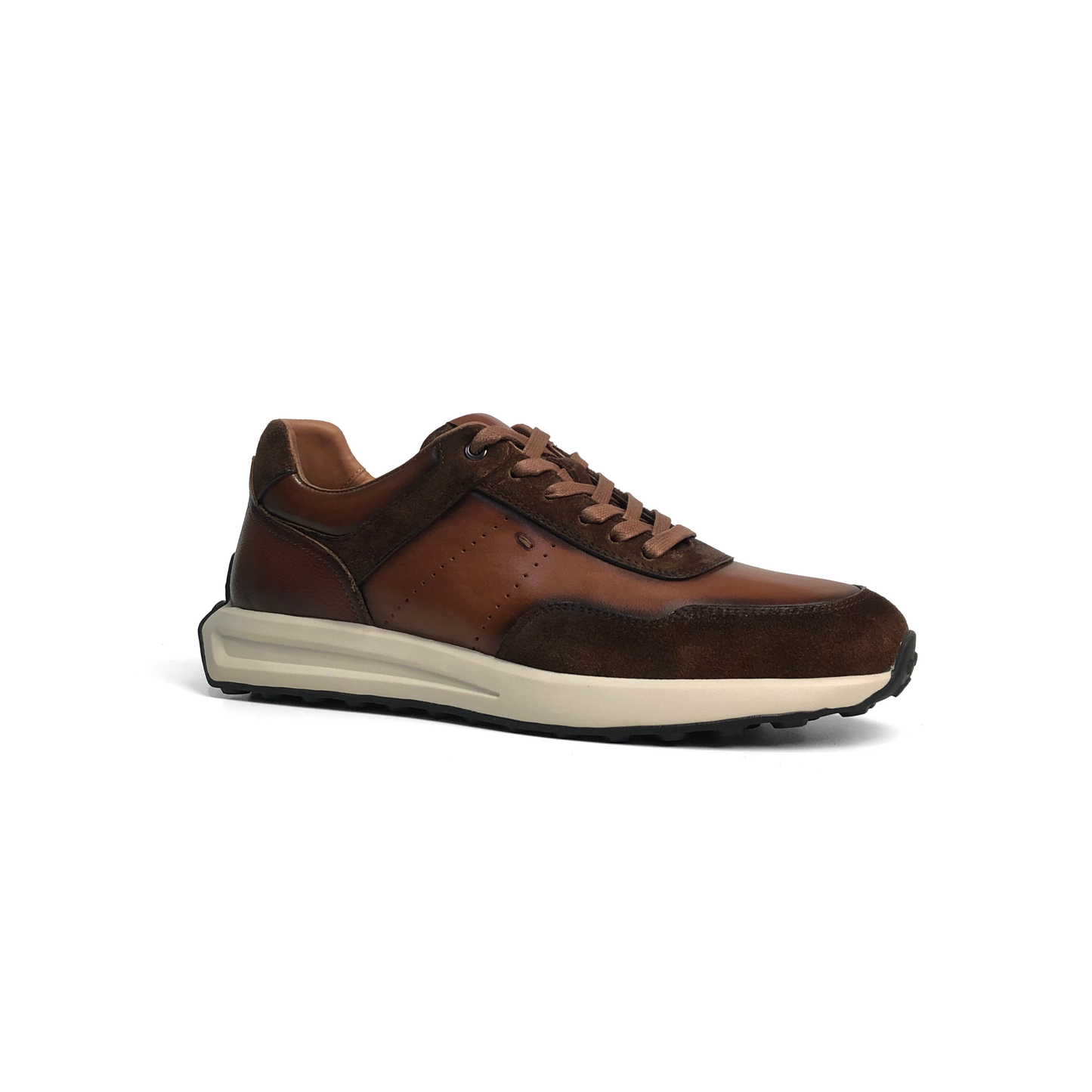 LAILE Hybrid Gloss Leather & Matte Nubuck Retro Runner Trainers