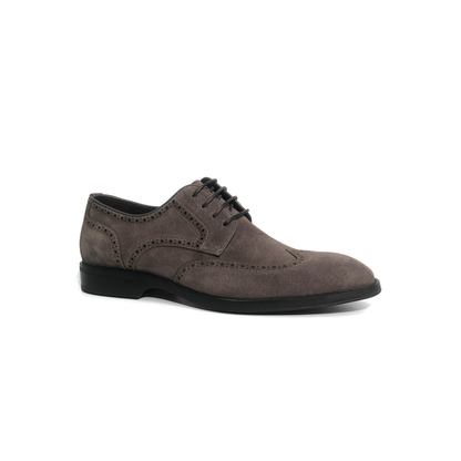 LAILE Matte Nubuck Suede Full Brogue Wingtip Oxford Dress Shoes