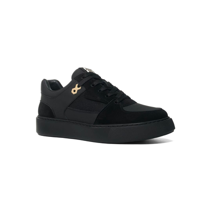 LAILE Multi-Panel Leather Mesh Platform Court Sneakers