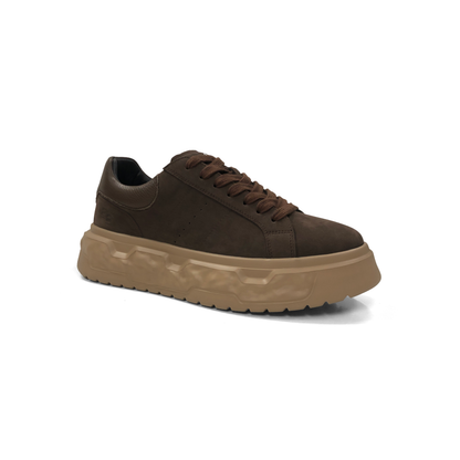 LAILE Full Grain Polished Leather Wavy Sculpted Platform Skate Sneakers