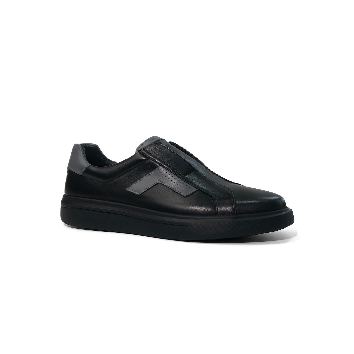 LAILE Polished Full Grain Leather Slip-On Platform Sneakers