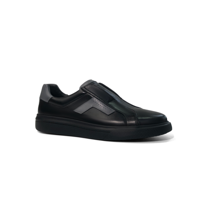 LAILE Polished Full Grain Leather Slip-On Platform Sneakers