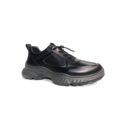 LAILE Polished Full Grain Leather Chunky Performance Sneakers