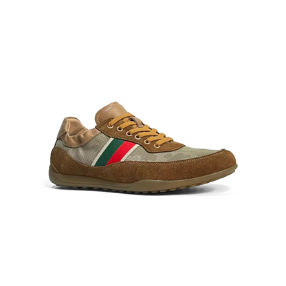 LAILE Mixed Canvas & Nubuck Vintage Gum Sole Trainers