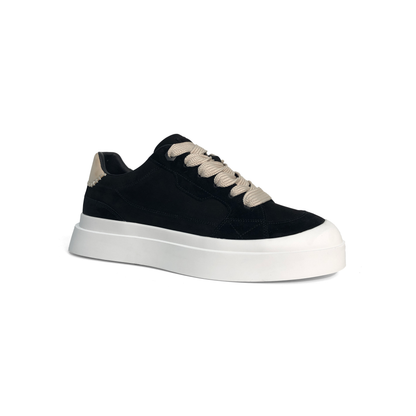 LAILE Matte Nubuck Contrast Heel Cap Platform Skate Sneakers