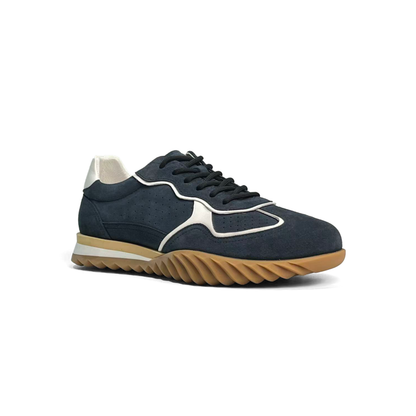 LAILE Contrast White Trim Perforated Suede Wave Gum Sole Retro Trainers