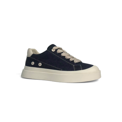 LAILE Heavy Raw Denim Canvas Platform Skate Sneakers
