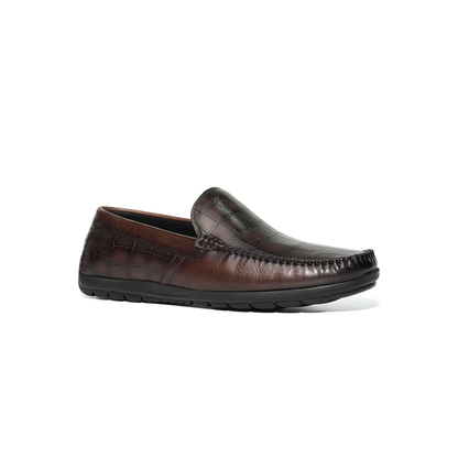 LAILE Full Grain Croc Print Leather Loafers