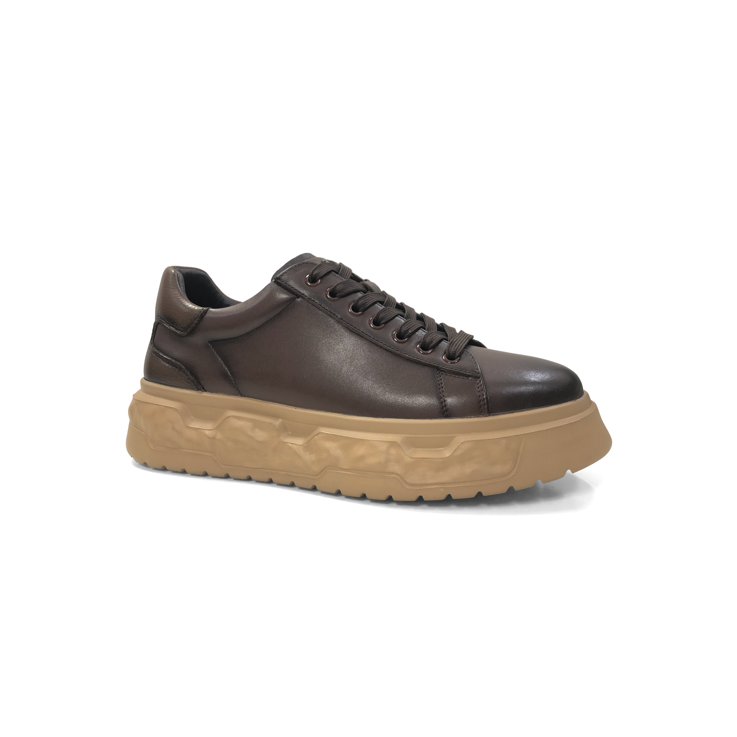 LAILE Full Grain Polished Leather Wavy Sculpted Platform Skate Sneakers
