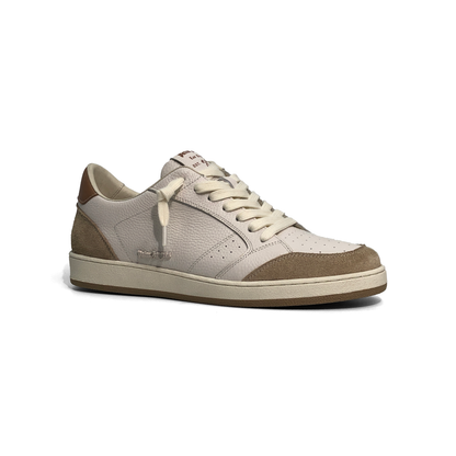 LAILE Pebble Grain Leather & Matte Nubuck Hybrid Low-Top Court Sneakers