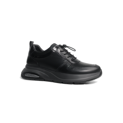 LAILE Black Full Grain Leather Air Cushion Platform Sneakers