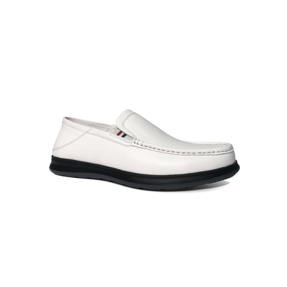 LAILE High Gloss Smooth Leather Slip-On Moc Toe Loafers