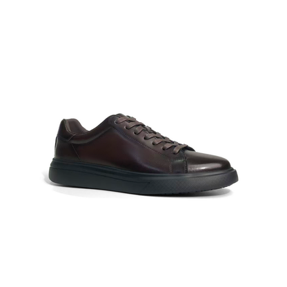 LAILE Plain Full-Grain Gloss Cowhide Low Top Lifestyle Board Shoe