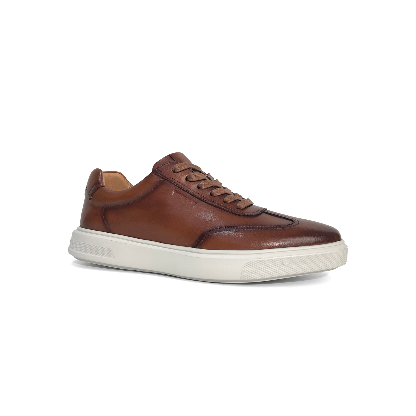 LAILE Burnished Full Grain Leather Low Platform Business Sneakers