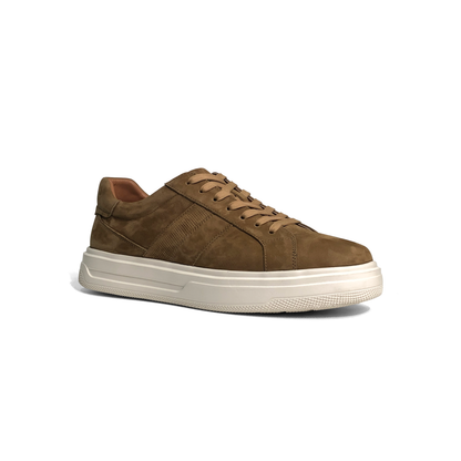 LAILE Matte Nubuck Perforated Stripe Platform Skate Sneakers