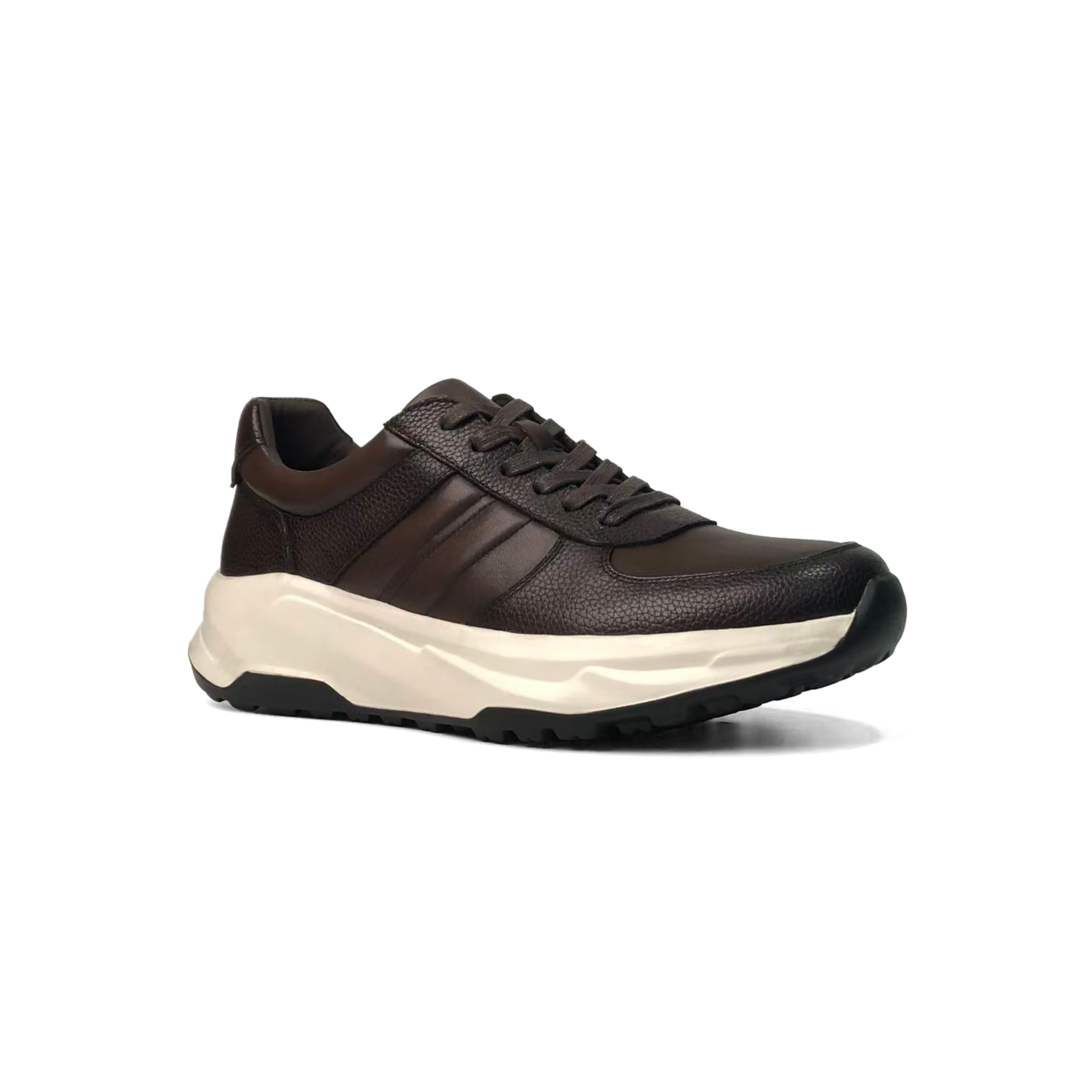 LAILE Dual Texture Pebble & Smooth Leather Wedge Platform Business Trainers