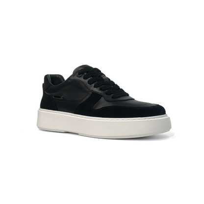 LAILE Hybrid Smooth Leather & Matte Nubuck Platform Skate Sneakers