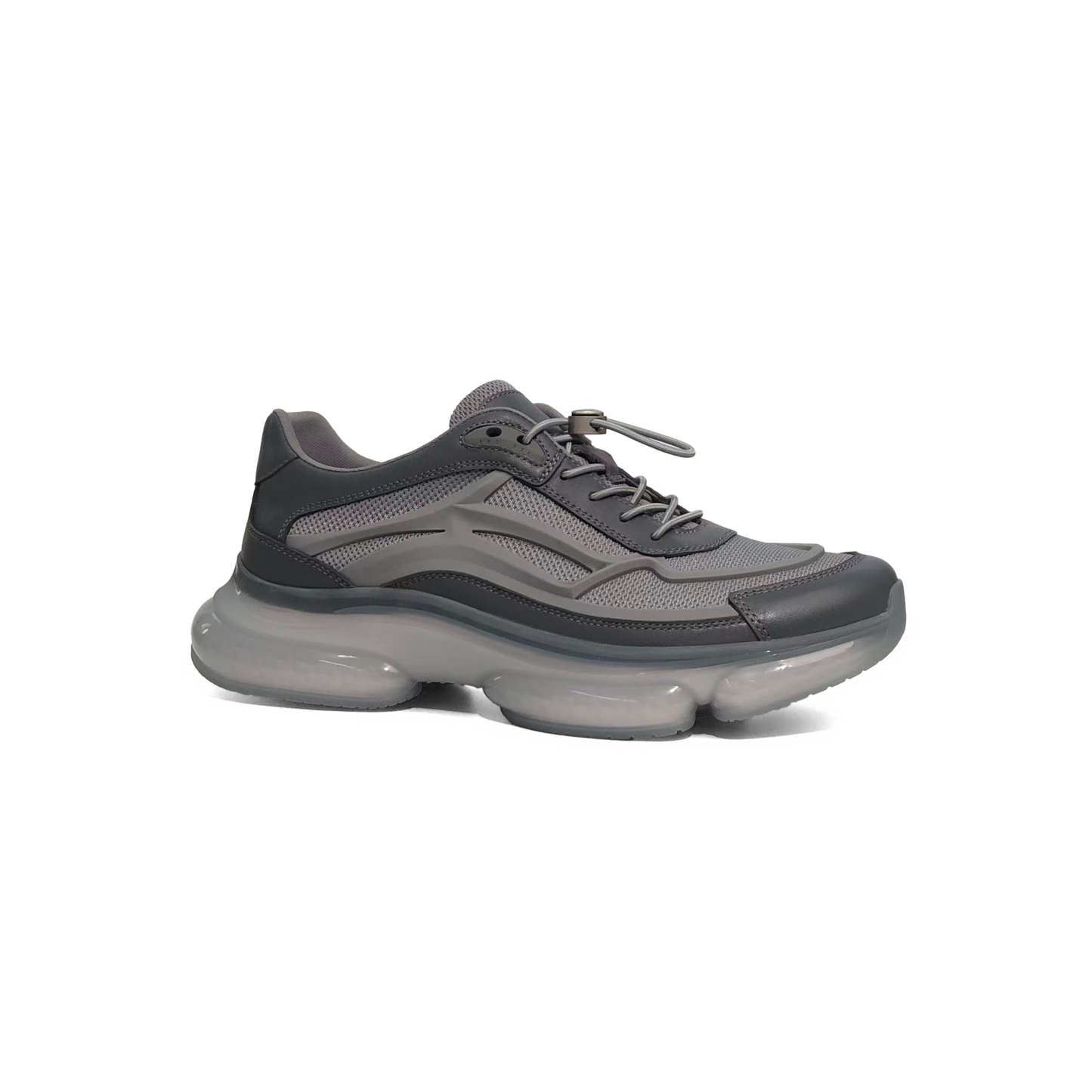 LAILE Gradient Gray Men's Casual Sneakers Thick Sole Height-Increasing Breathable Mesh