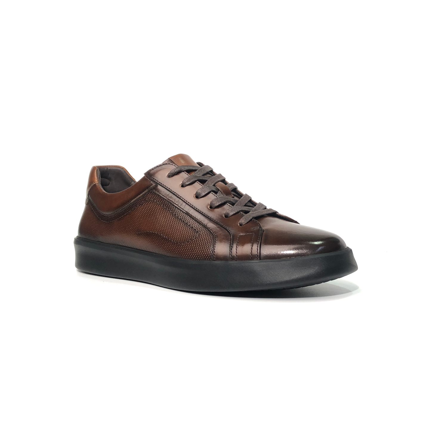 LAILE Mirror Polished Perforated Side Panel Platform Business Sneakers