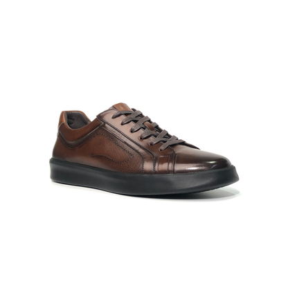 LAILE Mirror Polished Perforated Side Panel Platform Business Sneakers