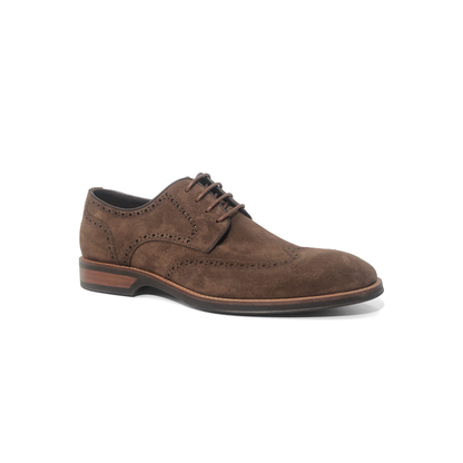 LAILE Matte Nubuck Suede Full Brogue Wingtip Oxford Dress Shoes