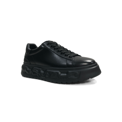 LAILE Full Grain Polished Leather Wavy Sculpted Platform Skate Sneakers