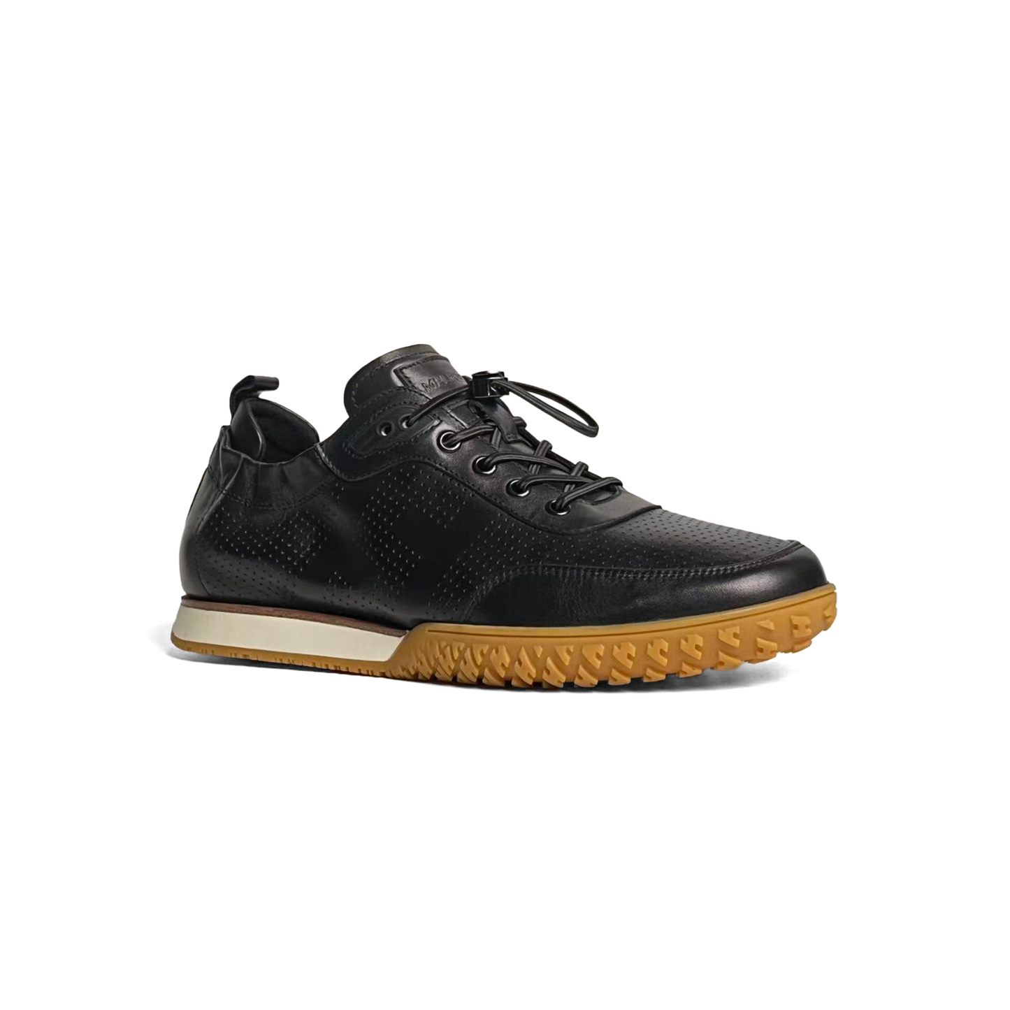 LAILE Full Micro Perforated Leather Toggle Quick Lace Retro Gum Sole Trainers