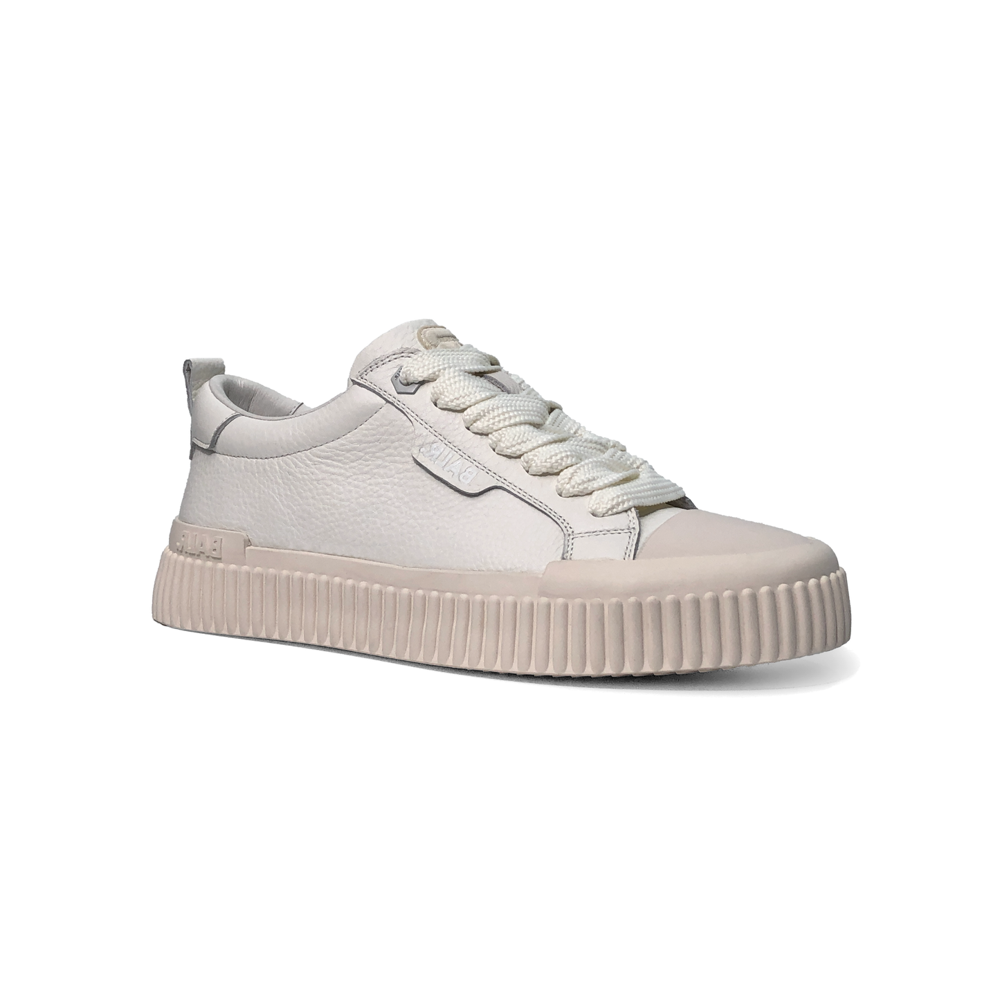 LAILE Pebble Grain Leather Ribbed Shell Toe Platform Skate Sneakers