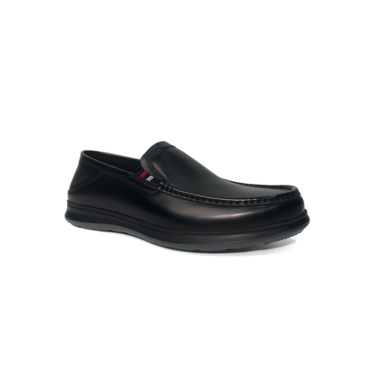 LAILE High Gloss Smooth Leather Slip-On Moc Toe Loafers
