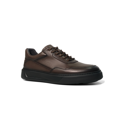 LAILE Smooth Full Grain Leather Platform Business Sneakers