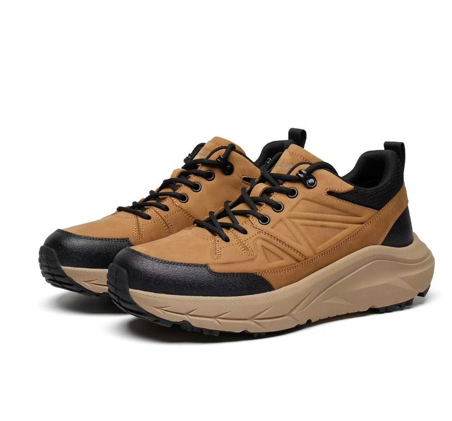 LAILE first layer cowhide thick sole height increase casual shoes men's