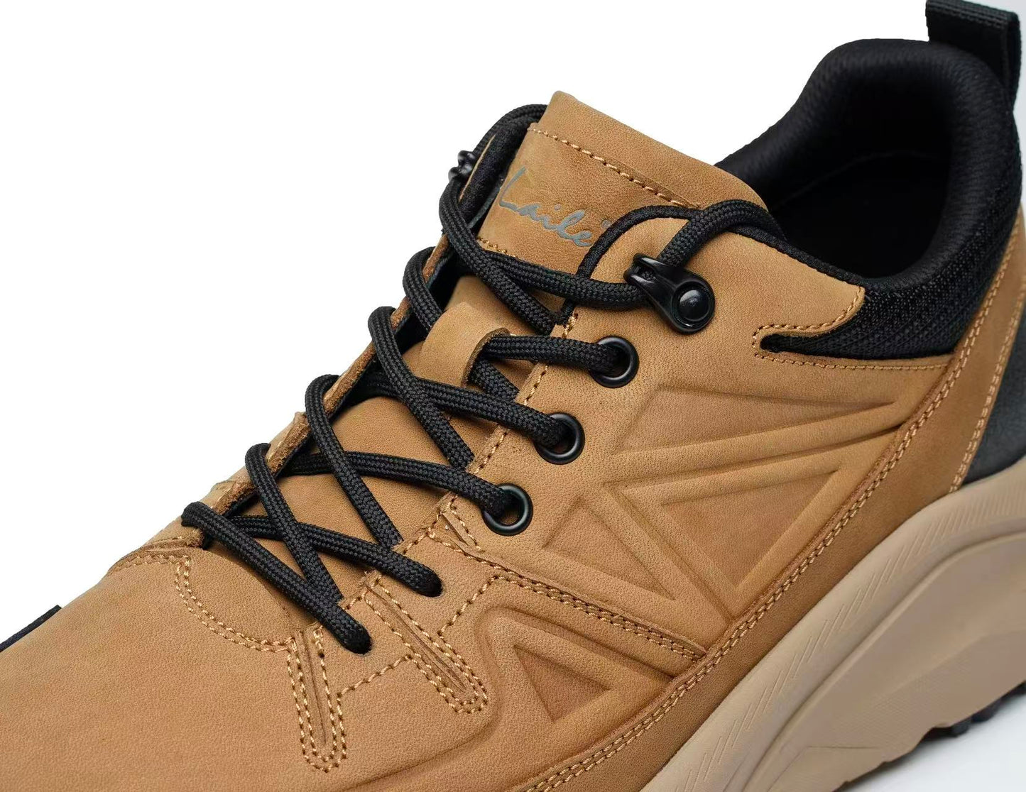 LAILE first layer cowhide thick sole height increase casual shoes men's